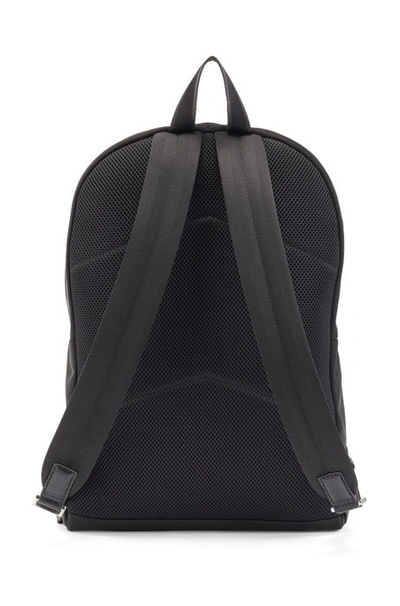 Shop Hugo Boss - Lightweight Backpack In Nylon Gabardine With Leather Trim - Black