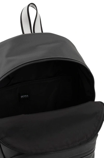 Shop Hugo Boss - Logo Backpack In Structured Nylon With Laptop Pocket - Dark Grey