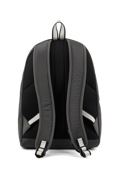 Shop Hugo Boss - Logo Backpack In Structured Nylon With Laptop Pocket - Dark Grey