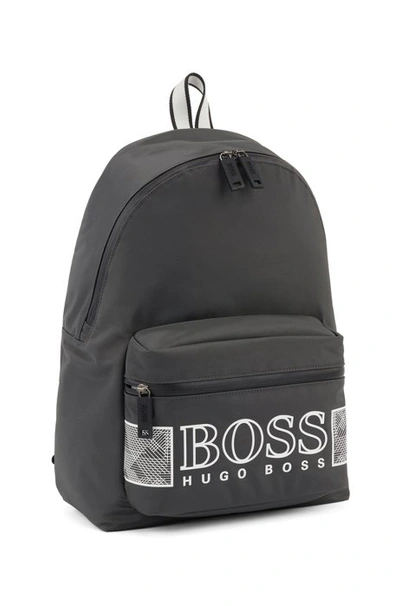 Shop Hugo Boss - Logo Backpack In Structured Nylon With Laptop Pocket - Dark Grey