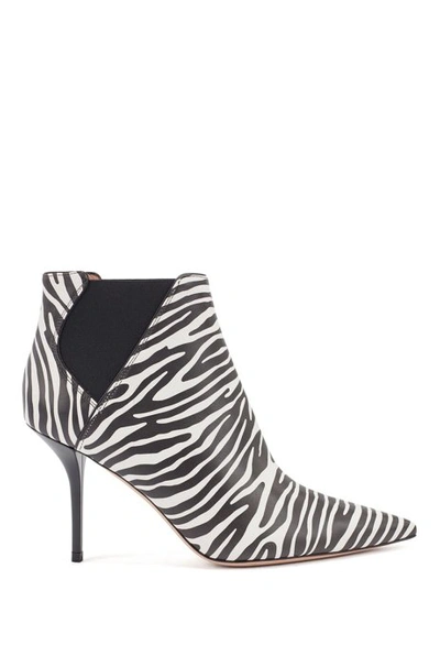 Shop Hugo Boss - High Heeled Ankle Boots In Zebra Print Leather - Black