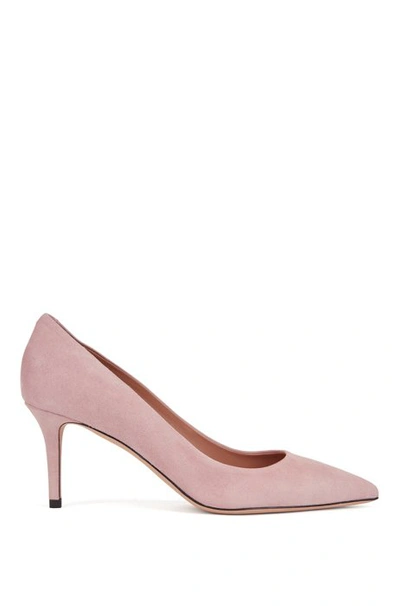 Shop Hugo Boss - Suede Court Shoes With 70 Mm - 2.76 Inch Heel - Light Pink