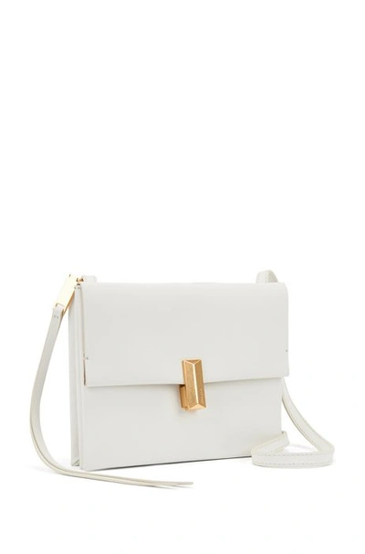 Shop Hugo Boss - Cross Body Bag In Coated Leather With Pyramid Hardware - White