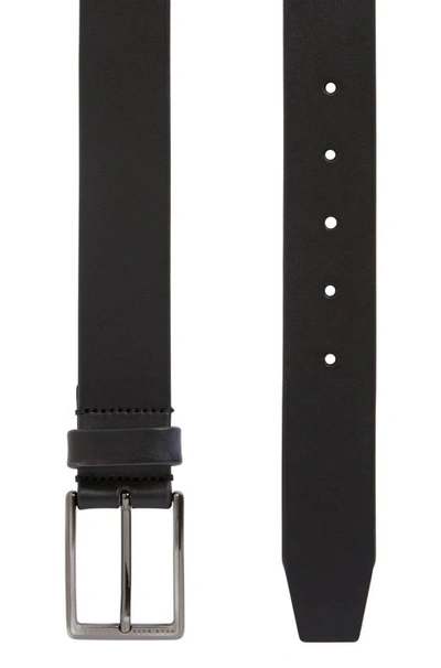 Shop Hugo Boss - Leather Belt With Brushed Gunmetal Buckle - Black