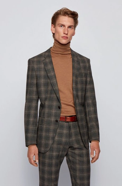 Hugo Boss Vegetable-tanned Leather Belt With Gunmetal Hardware In Brown