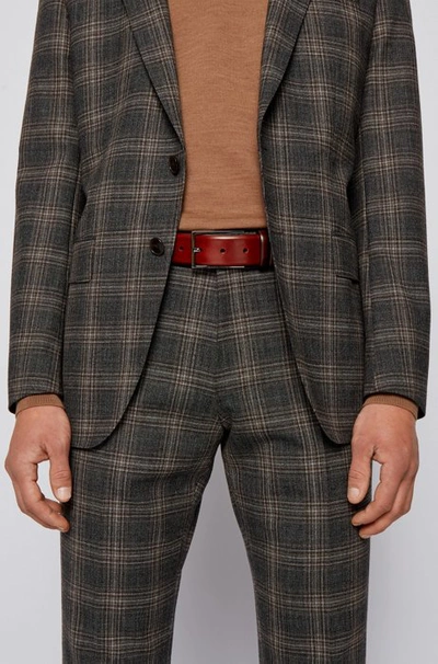 Hugo Boss Vegetable-tanned Leather Belt With Gunmetal Hardware In Brown