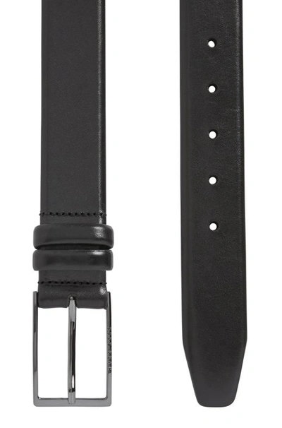 Hugo Boss Vegetable-tanned Leather Belt With Gunmetal Hardware In Black