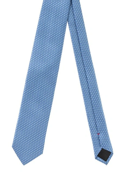 Shop Hugo Boss - Silk Jacquard Tie With Micro Dot Pattern - Light Blue