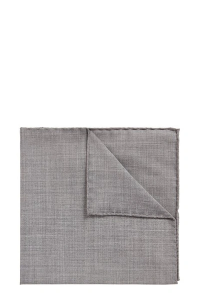 Shop Hugo Boss - Pocket Square In Traceable Merino Wool - Light Grey