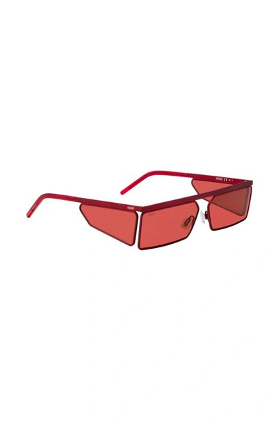 Shop Hugo Boss - Rectangular Sunglasses In Red With Tonal Spoilers In Assorted-pre-pack