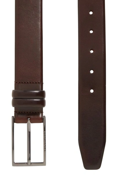 Shop Hugo Boss Vegetable-tanned Leather Belt With Gunmetal Hardware In Dark Brown