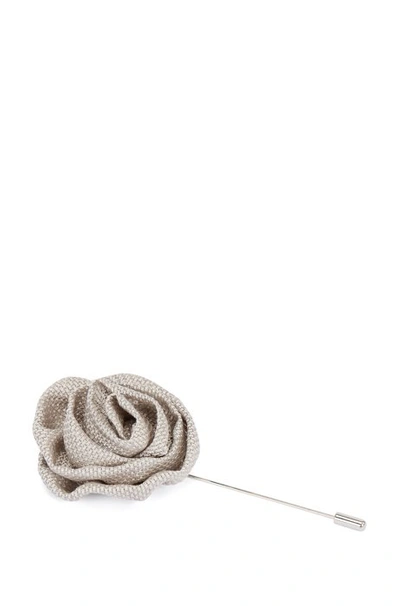 Shop Hugo Boss - Lapel Pin With Structured Silk Head - White
