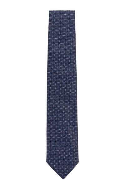 Shop Hugo Boss - Italian Made Tie In Jacquard Woven Silk - Blue