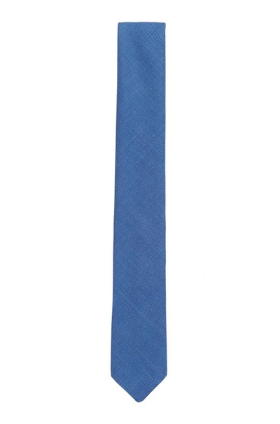 Shop Hugo Boss - Unlined Tie In Jacquard Woven Virgin Wool - Blue