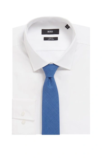 Shop Hugo Boss - Unlined Tie In Jacquard Woven Virgin Wool - Blue