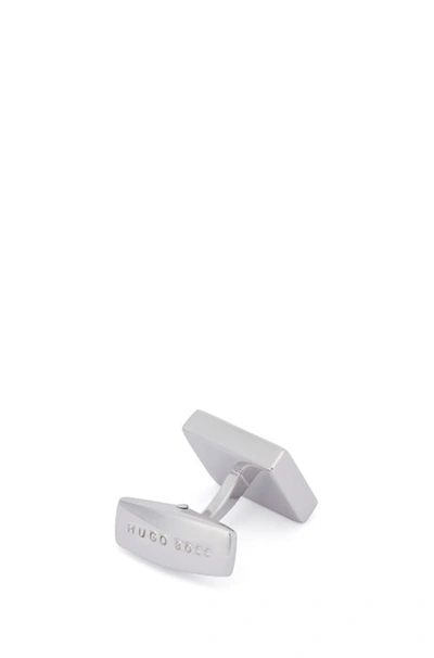 Shop Hugo Boss - Square Cufflinks In Brass With Etched Monograms - Silver