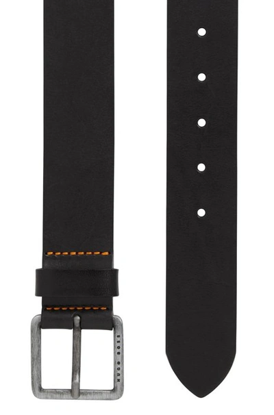 Shop Hugo Boss Leather Belt With Signature Stitching In Black