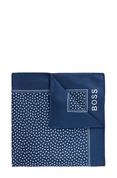 Shop Hugo Boss - Silk Pocket Square With All Over Digital Print - Light Blue