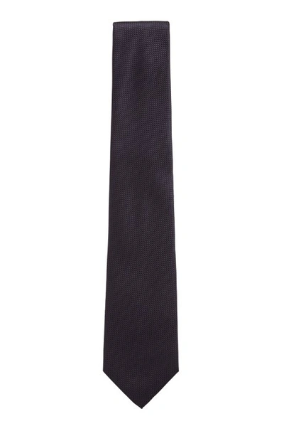 Shop Hugo Boss - Italian Made Tie In Water Repellent Silk Jacquard - Dark Blue