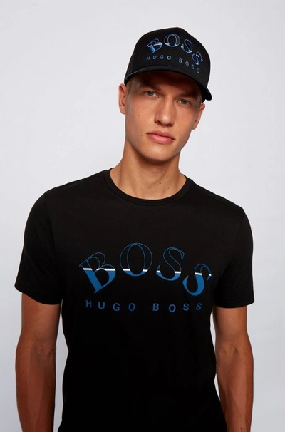 Shop Hugo Boss - Technical Twill Cap With Embroidered Curved Logo - Black