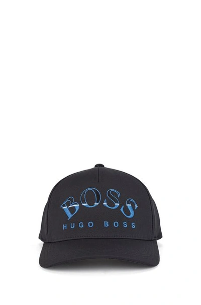 Shop Hugo Boss - Technical Twill Cap With Embroidered Curved Logo - Black