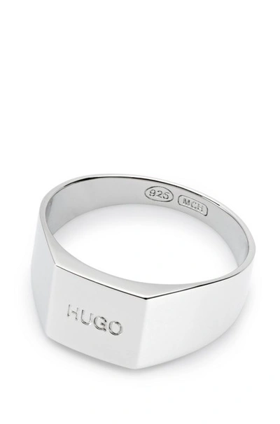 Hugo Boss - Signet Ring In Sterling Silver With Engraved Logo - Silver |  ModeSens