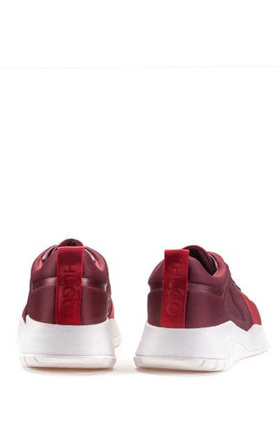 Shop Hugo Boss - Low Top Sneakers In Embossed Neoprene - Dark Red