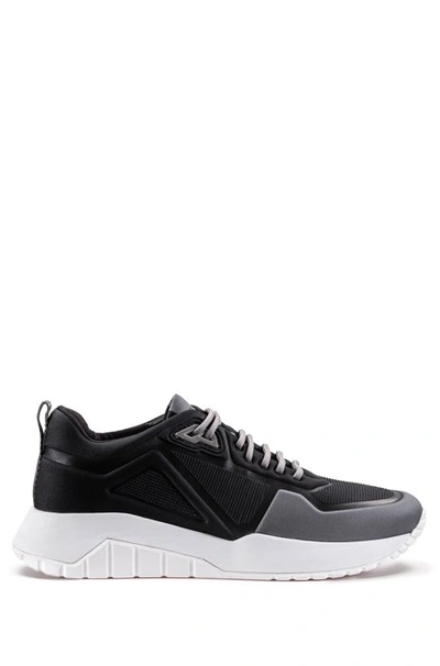 Shop Hugo Boss - Low Top Sneakers In Embossed Neoprene - Black