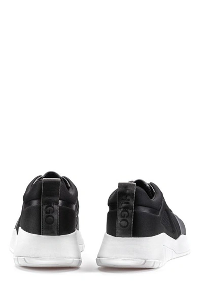 Shop Hugo Boss - Low Top Sneakers In Embossed Neoprene - Black
