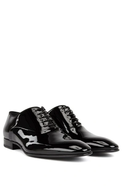 Shop Hugo Boss Oxford Shoes In Patent Leather With Grosgrain Piping In Black