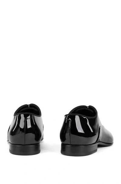 Shop Hugo Boss Oxford Shoes In Patent Leather With Grosgrain Piping In Black