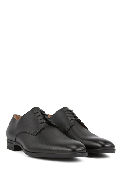 Shop Hugo Boss Italian-made Derby Shoes In Embossed Leather In Black