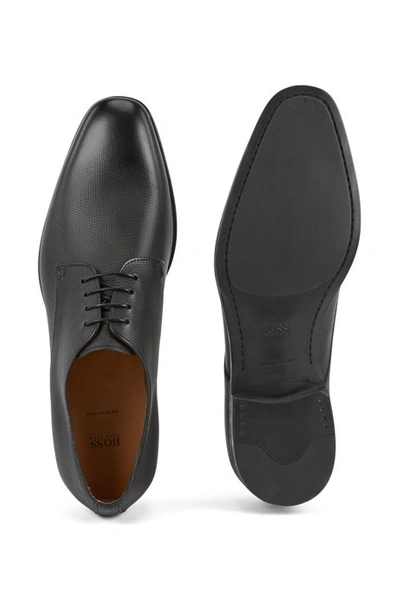 Shop Hugo Boss Italian-made Derby Shoes In Embossed Leather In Black