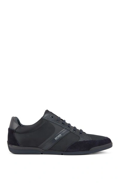 Shop Hugo Boss Lace Up Hybrid Sneakers With Moisture Wicking Lining In Dark Blue