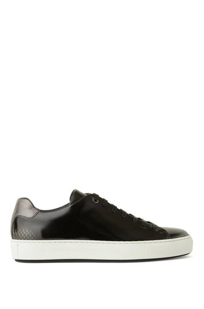 Shop Hugo Boss - Tennis Inspired Trainers In Brush Off Leather - Black