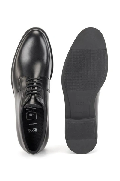 Shop Hugo Boss - Italian Made Leather Derby Shoes With Outlast® Lining - Black