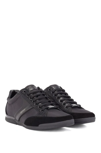 Shop Hugo Boss Lace Up Hybrid Sneakers With Moisture Wicking Lining In Black