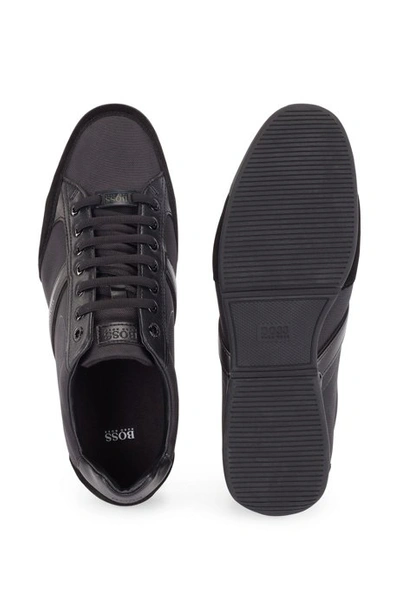 Shop Hugo Boss Lace Up Hybrid Sneakers With Moisture Wicking Lining In Black
