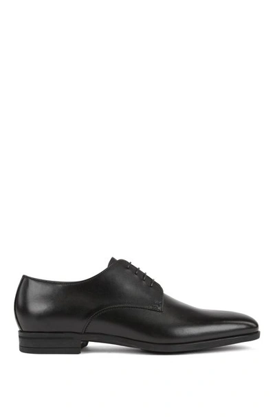 Shop Hugo Boss Italian-made Derby Shoes In Vegetable-tanned Leather In Black