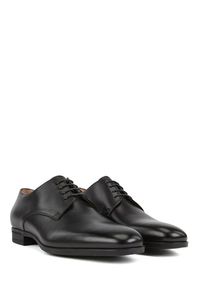 Shop Hugo Boss Italian-made Derby Shoes In Vegetable-tanned Leather In Black