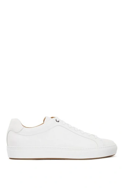 Shop Hugo Boss Low Top Trainers In Burnished Calf Leather In White