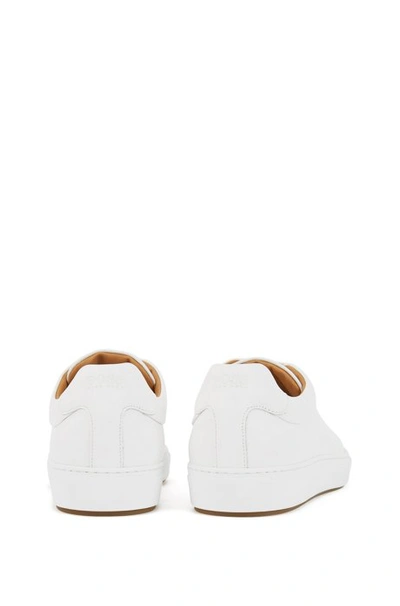 Shop Hugo Boss Low Top Trainers In Burnished Calf Leather In White