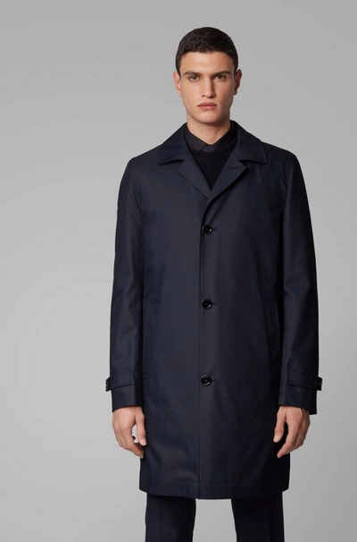 Shop Hugo Boss - Regular Fit Coat With Removable Padded Lining - Dark Blue