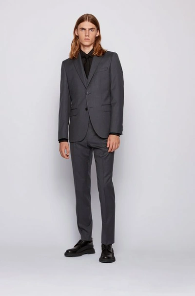 Shop Hugo Boss Slim Fit Waistcoat In Virgin Wool In Dark Grey