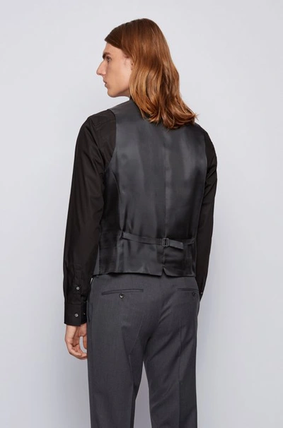 Shop Hugo Boss Slim Fit Waistcoat In Virgin Wool In Dark Grey