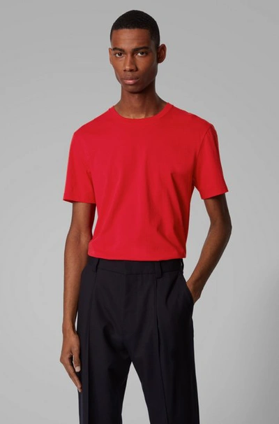 Shop Hugo Boss - Regular Fit T Shirt In Soft Cotton - Red