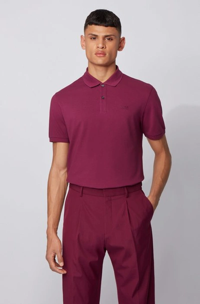 Shop Hugo Boss - Regular Fit Polo Shirt In Pima Cotton Piqu - Purple
