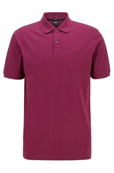 Shop Hugo Boss - Regular Fit Polo Shirt In Pima Cotton Piqu - Purple