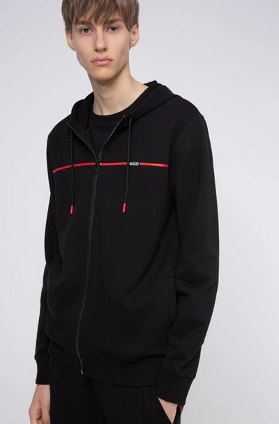 Shop Hugo Boss - Hooded Sweatshirt In French Terry With New Season Logo - Black
