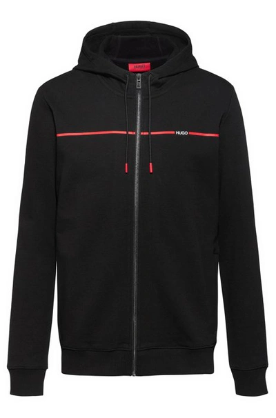 Shop Hugo Boss - Hooded Sweatshirt In French Terry With New Season Logo - Black